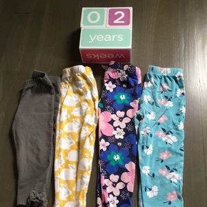 4 pairs of baby girl leggings, various patterns!